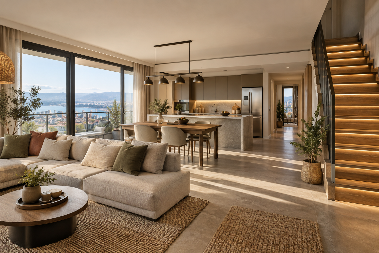 İzmit'te anahtar teslim yenilenen modern daire iç mekânı